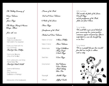 wedding printed programs information