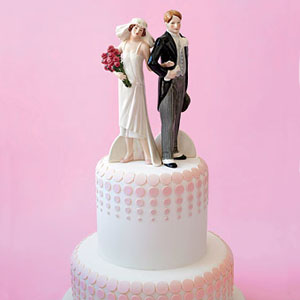 Vintage bride and groom cake topper